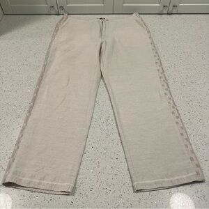 NAUTICA Linen Wide Leg Pants | Checkered Sides | Triple Stitched Hem | 36x30